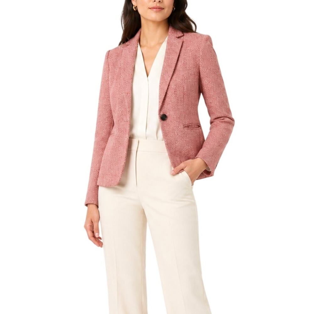 Ann Taylor Mulberry Pink Tweed Tailored Blazer Jacket Size 2 Extra Small